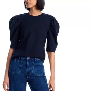 Frame Denim Drape Puff Sleeve Top